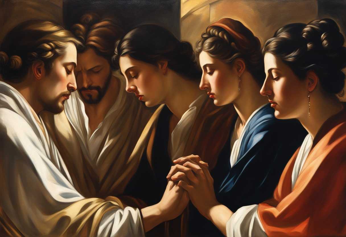People-in-circle-heads-bowed-in-prayer-hands-clasped-bathed-in-warm-sunlight-serene-unity_tmsd
