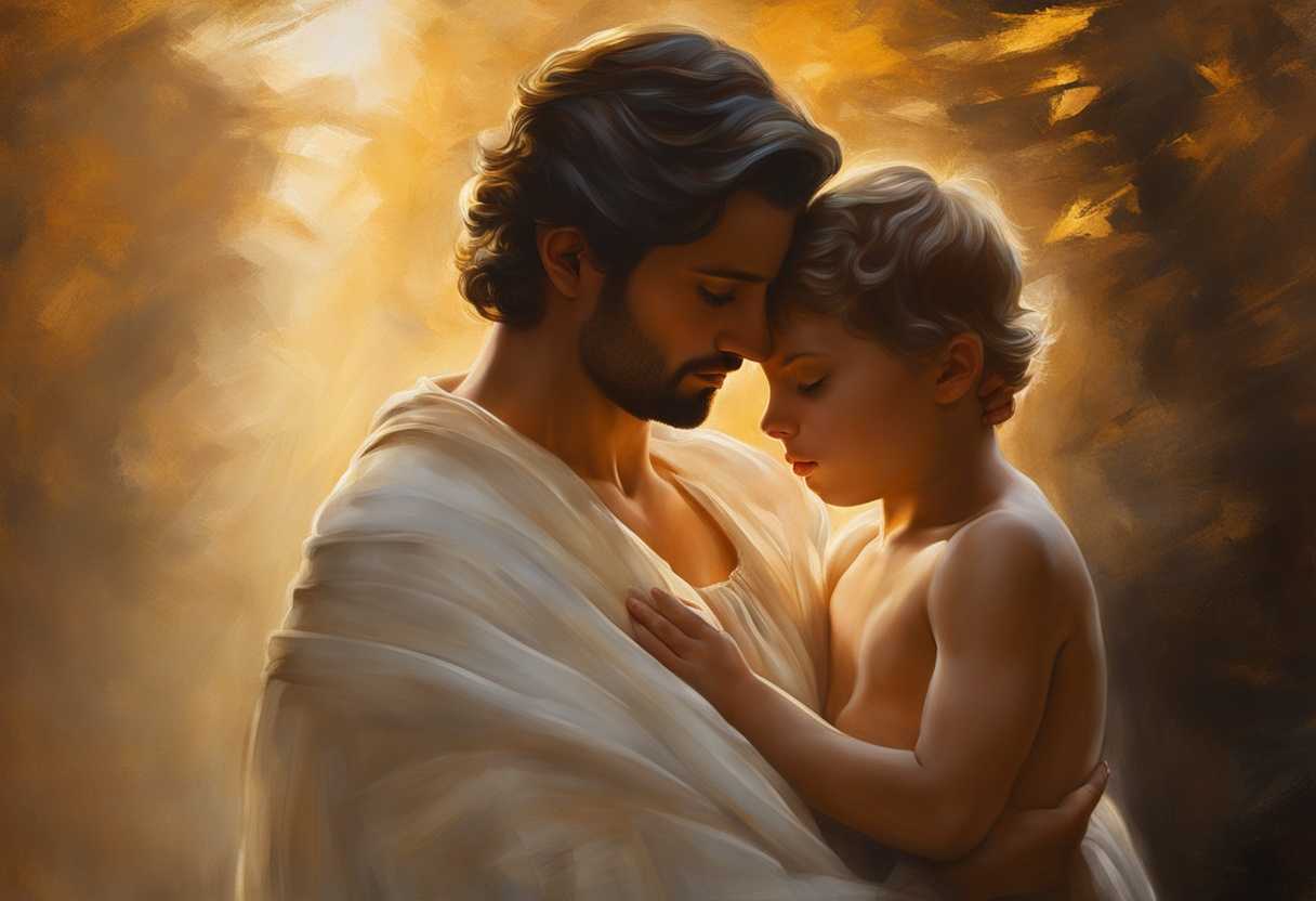 Father-and-son-share-a-tender-embrace-in-golden-light-embodying-love-trust-and-guidance_hqvp