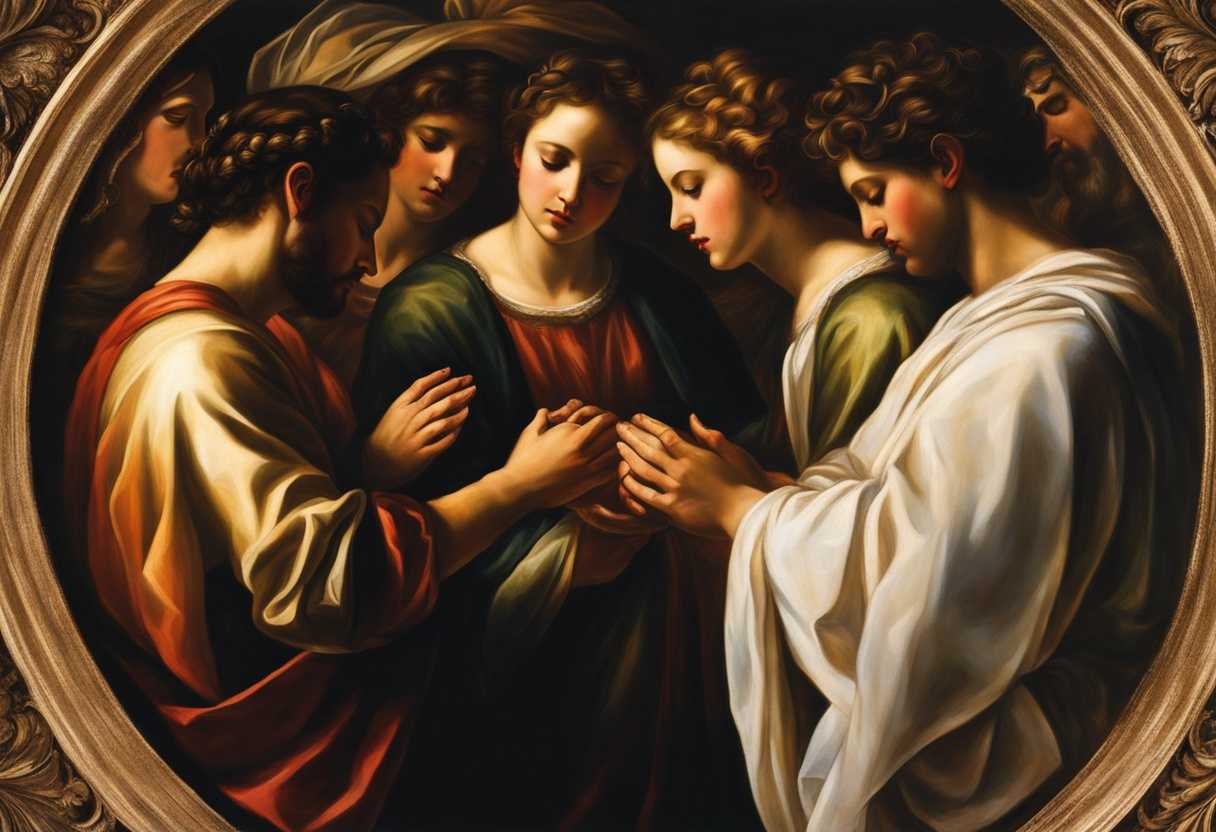 People-in-a-circle-holding-hands-in-prayer-bathed-in-soft-light-showing-unity-and-devotion_vtor