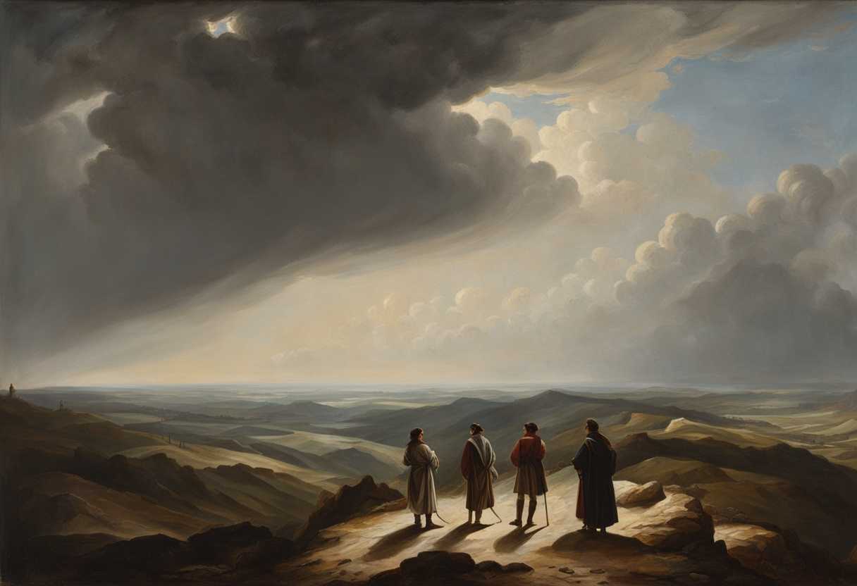 Confident-figures-stand-in-vast-barren-landscape-dwarfed-by-surroundings-isolated-in-harsh-lighti_djcf