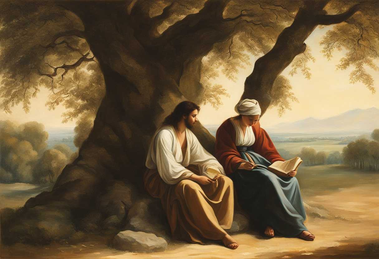 Teacher-and-student-sit-under-a-tree-sharing-wisdom-in-a-peaceful-setting_lttn