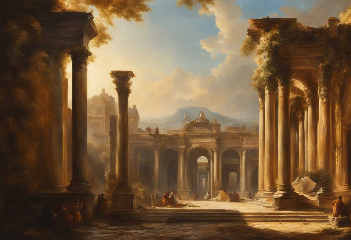 A-modern-cityscape-with-ancient-ruins-bathed-in-sunlight-evoking-a-sense-of-awe-and-timelessness_vytn
