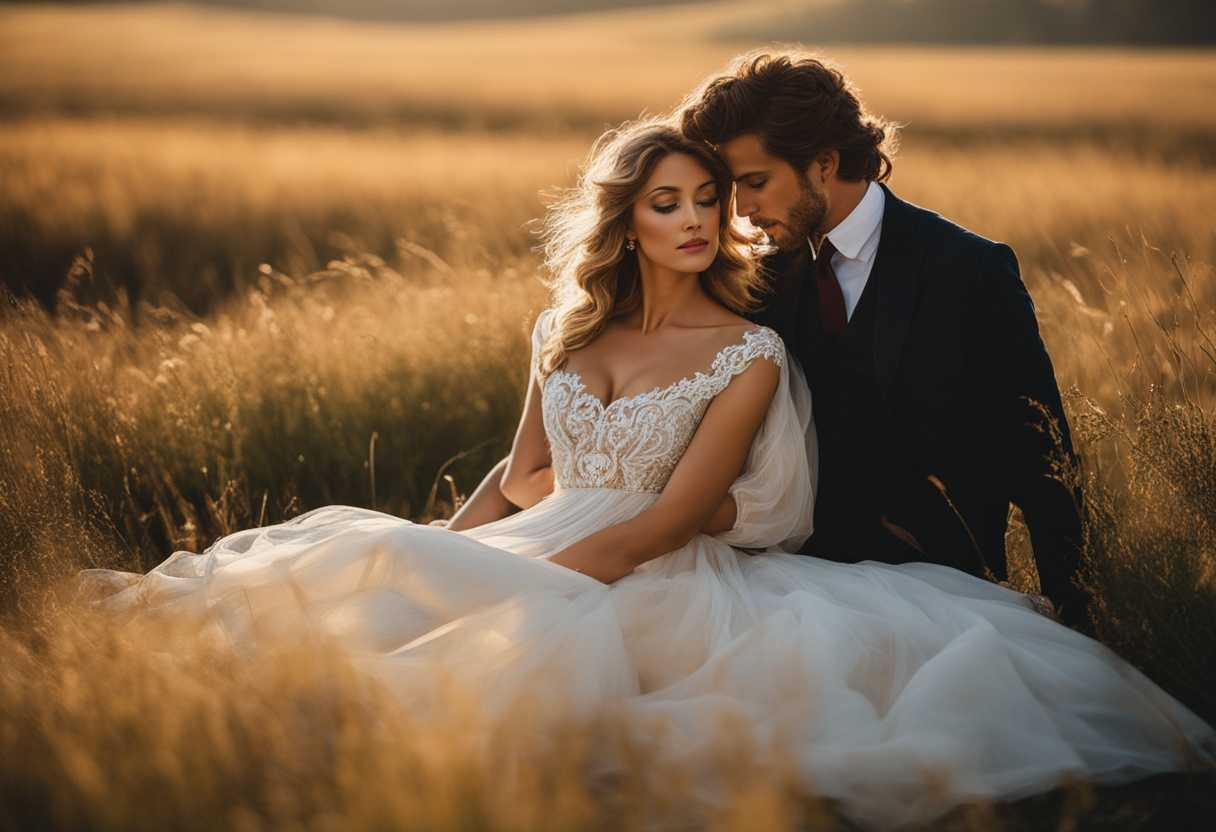 Couple-embraces-in-sunlit-field-flowing-dress-relaxed-intimate-connection-romantic-atmosphere_cvic
