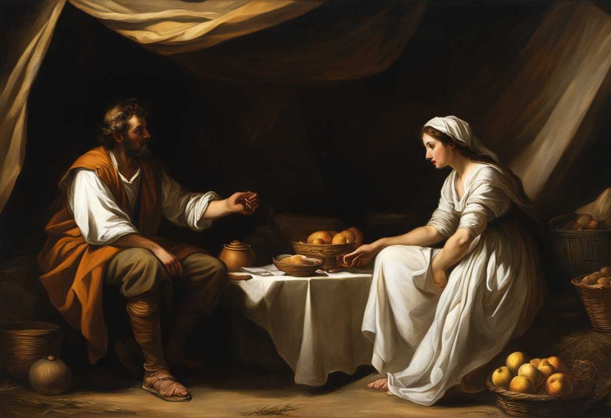 Abraham-urgently-requests-flour-from-Sarah-in-dimly-lit-tent-showing-determination-and-urgency_feru
