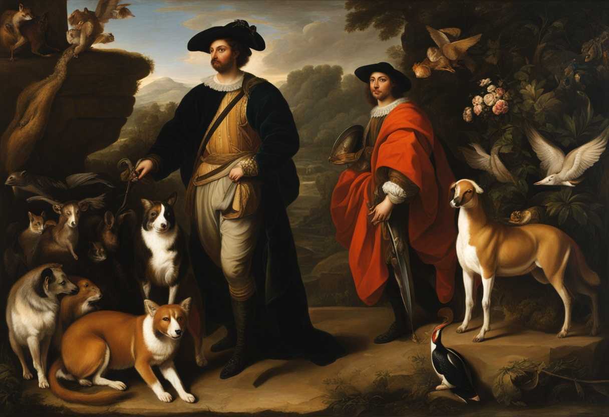 A-man-stands-confidently-amidst-a-variety-of-animals-embodying-authority-and-harmony-in-nature_kyeb