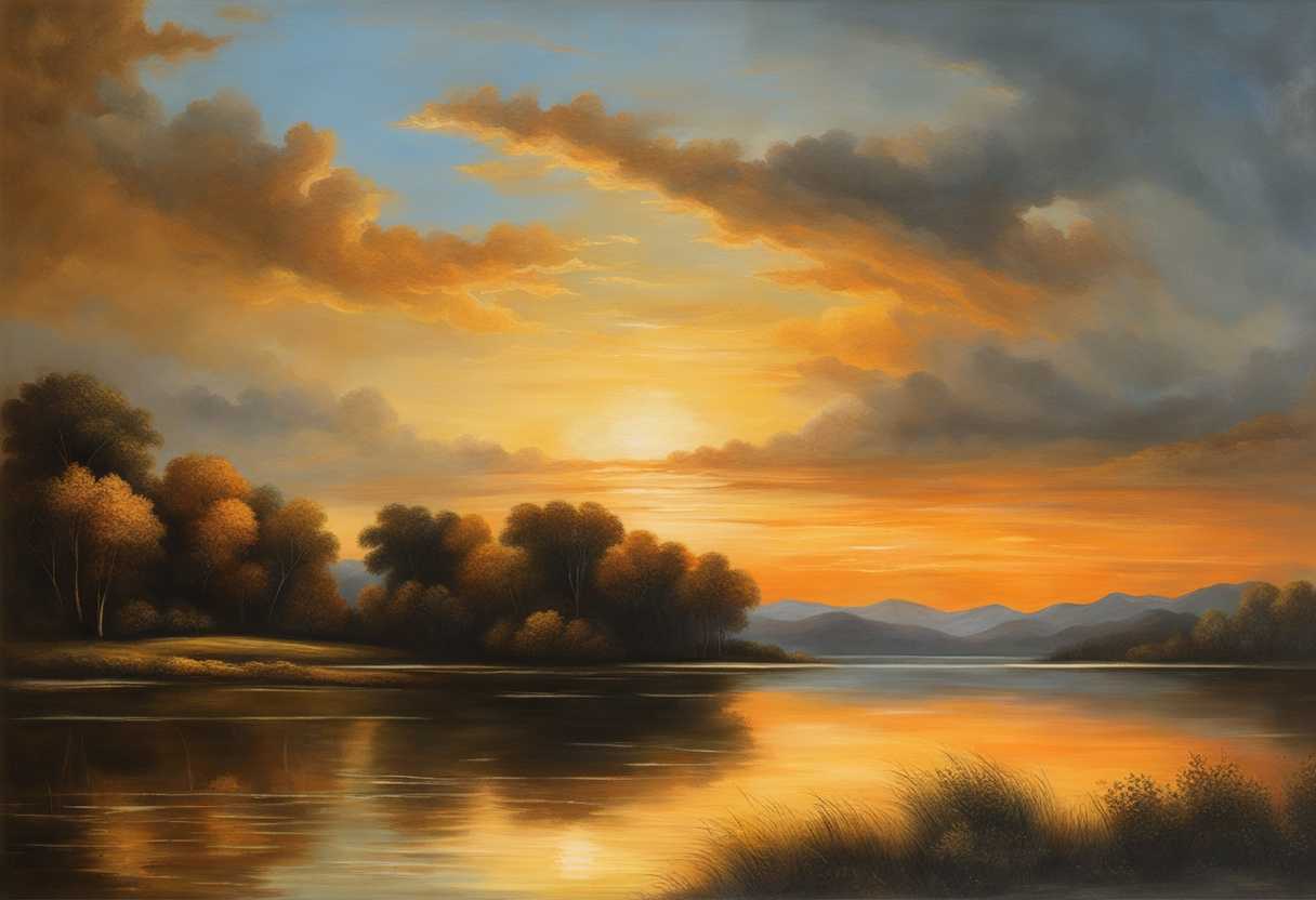 A-serene-sunset-casting-golden-hues-over-a-tranquil-lake-capturing-eternal-beauty-and-wonder_vqbs