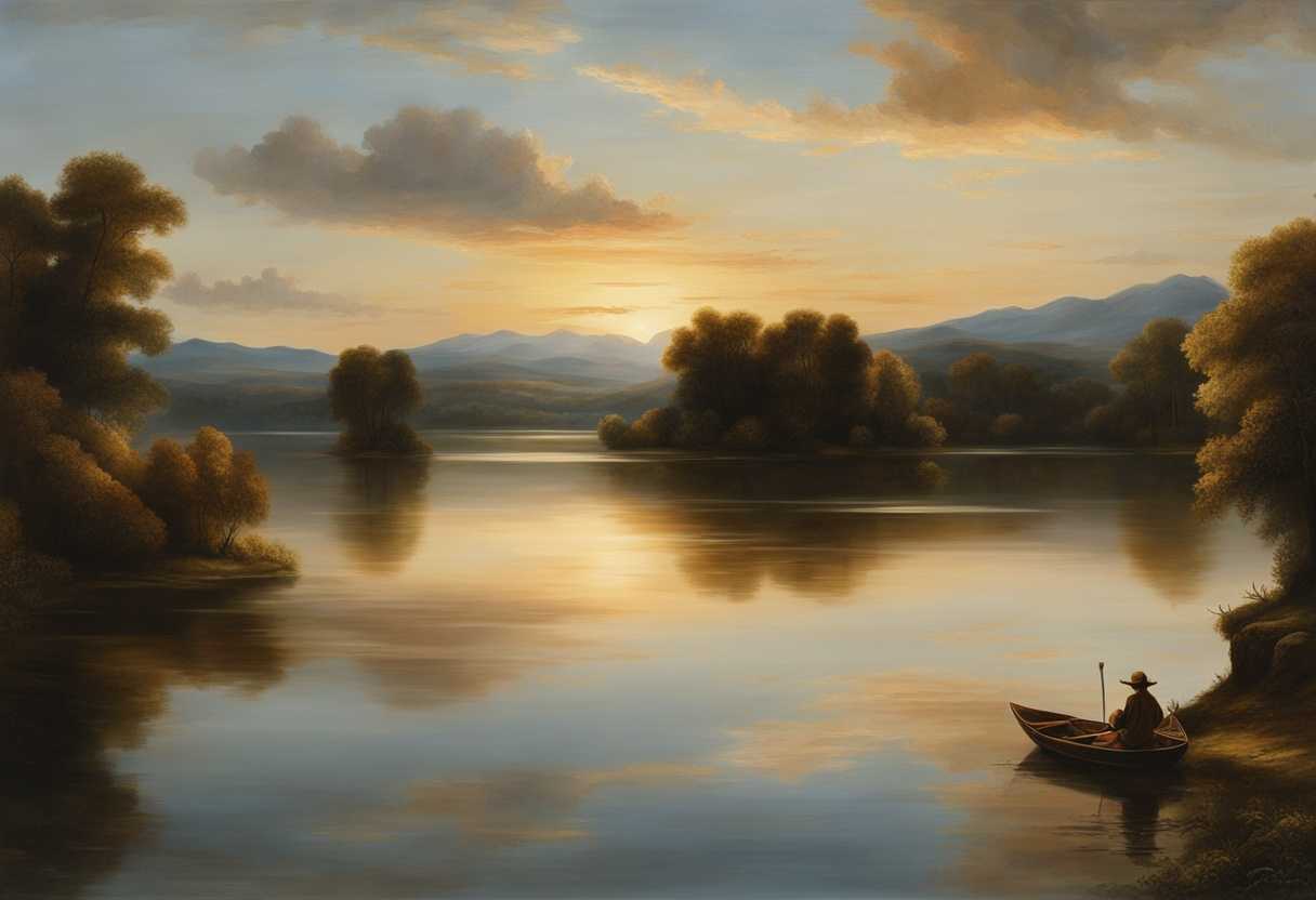 A-tranquil-sunset-over-a-calm-lake-where-sky-and-water-meet-in-harmony_qikf