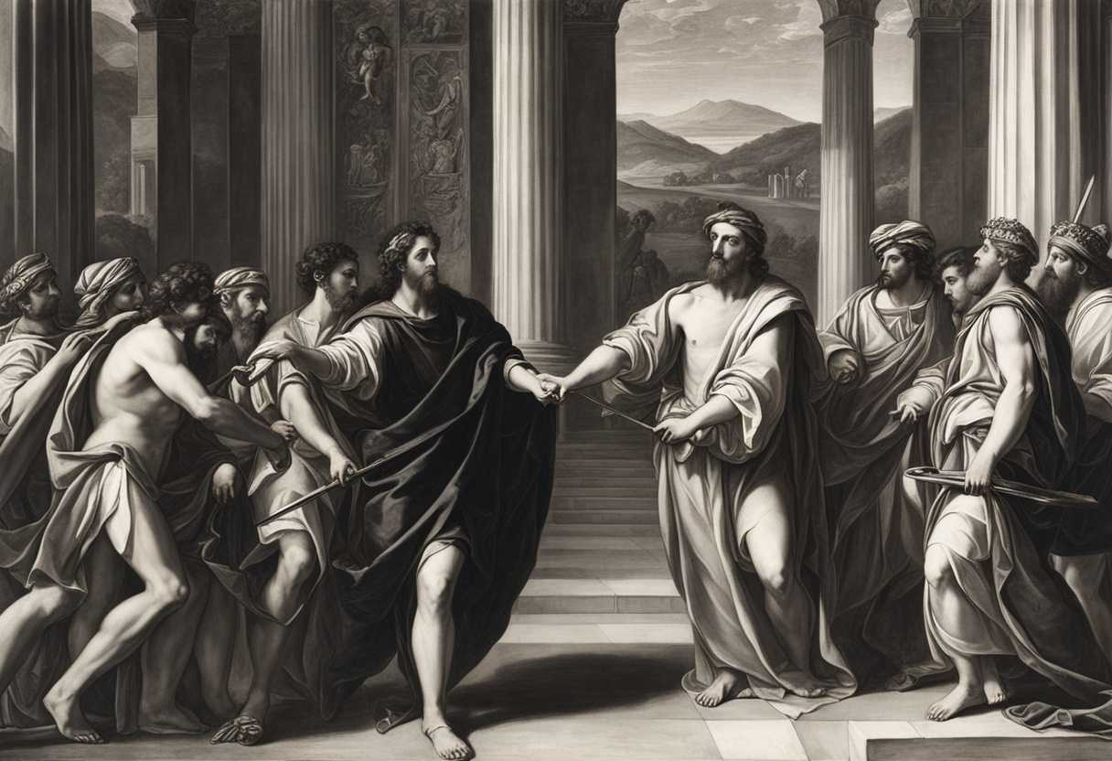 Abraham-and-Ephron-exchange-silver-in-front-of-Hittite-witnesses-symbolizing-timeless-ownership-tra_tzyc