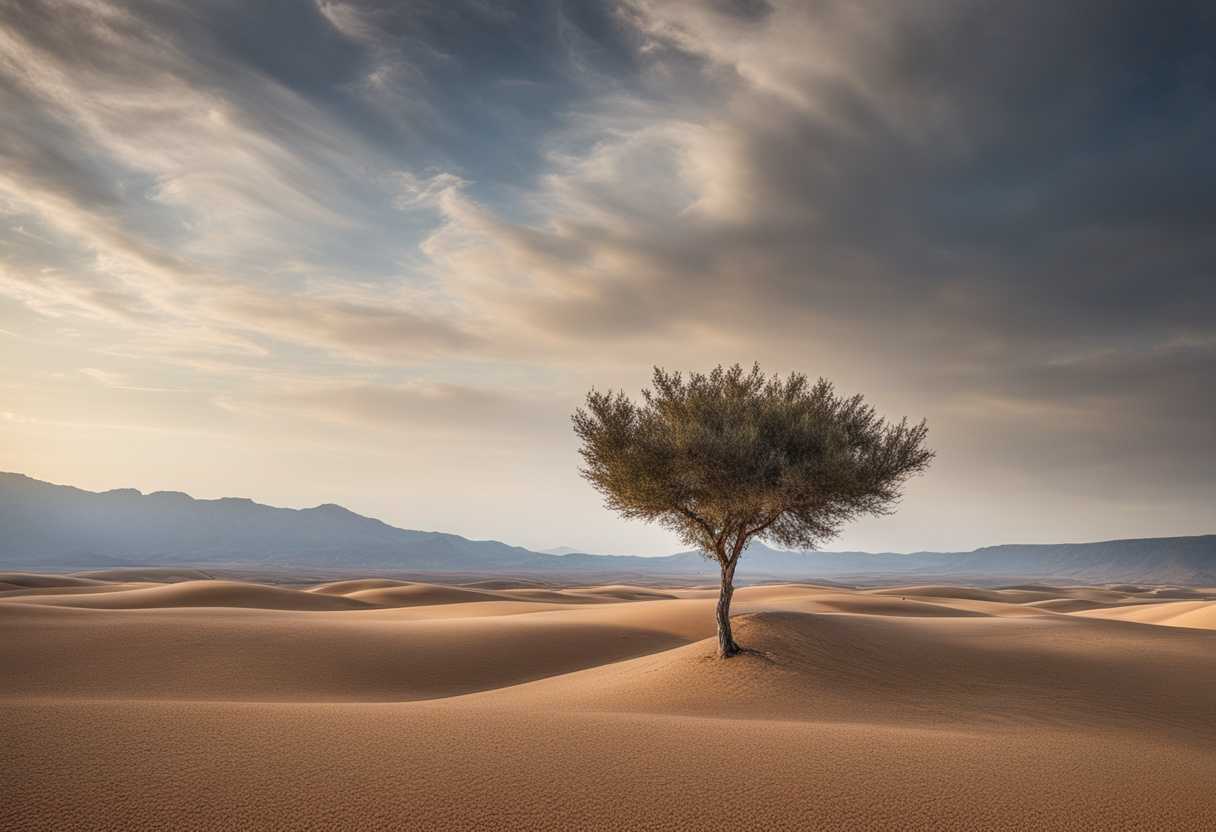A-lone-plant-stretches-towards-the-sky-in-a-vast-barren-landscape_mctz
