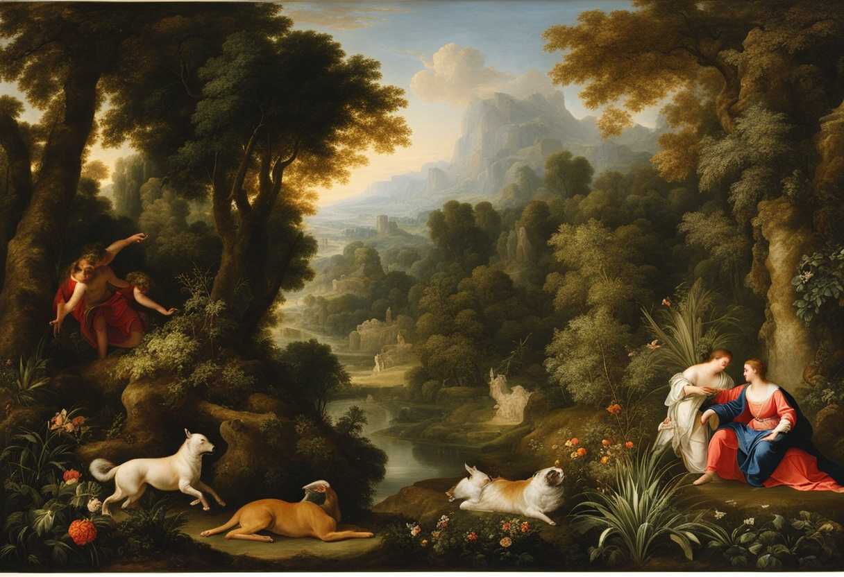 Man-tends-to-lush-garden-of-Eden-harmoniously-coexisting-with-created-creatures-in-tranquility_iszl
