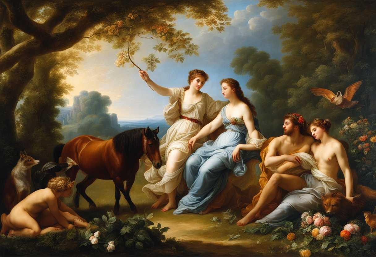 Idyllic-scene-in-Garden-of-Eden-man-woman-animals-in-harmony-creation-ethereal-beauty_htcp
