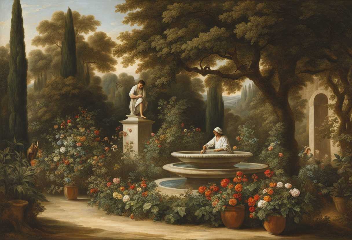 Man-tends-to-a-diverse-garden-pondering-by-the-Tree-of-Life-and-Knowledge_sbuc