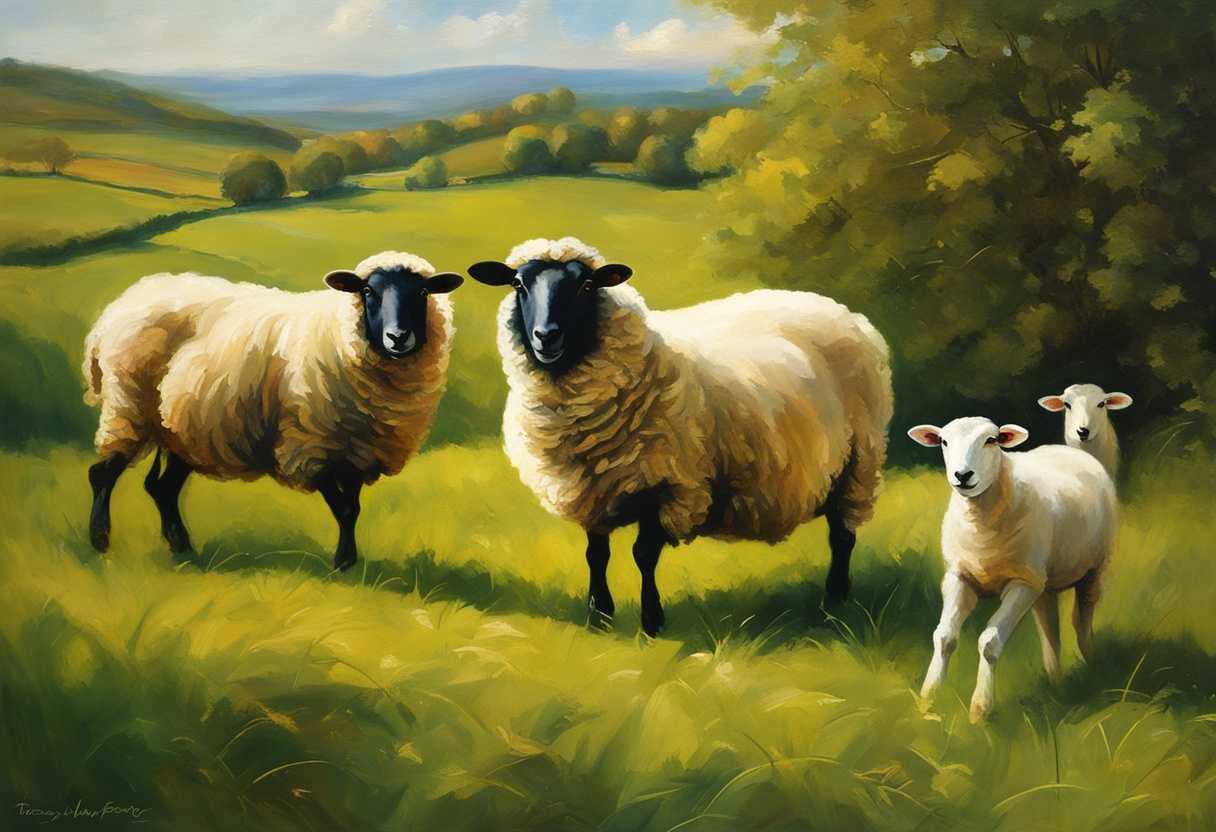 Sheep-frolic-in-sunlit-meadow-woolly-coats-against-lush-green-creating-serene-pastoral-scene_zaet