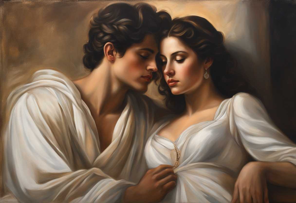 A-serene-painting-capturing-Dinah-and-Jacob's-timeless-bond-and-enduring-love-in-soft-light_mddm