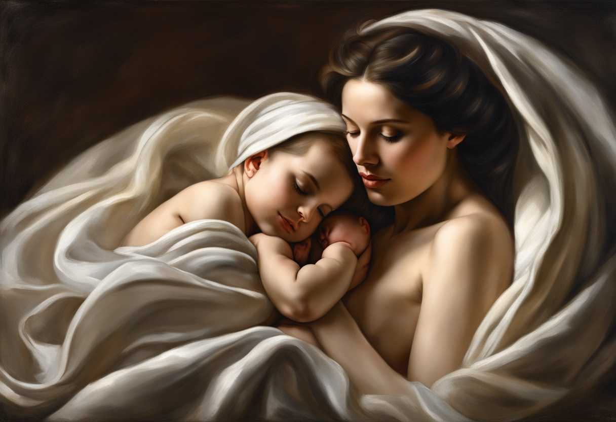Mother-cradles-twins-in-cozy-blankets-basking-in-love-and-serenity-of-their-slumber_igvi