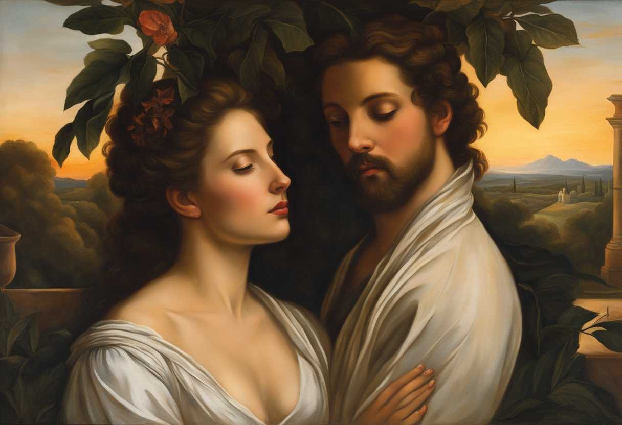 A-couple-Eve-and-her-husband-share-a-tender-moment-in-a-serene-garden-at-sunset_kbji