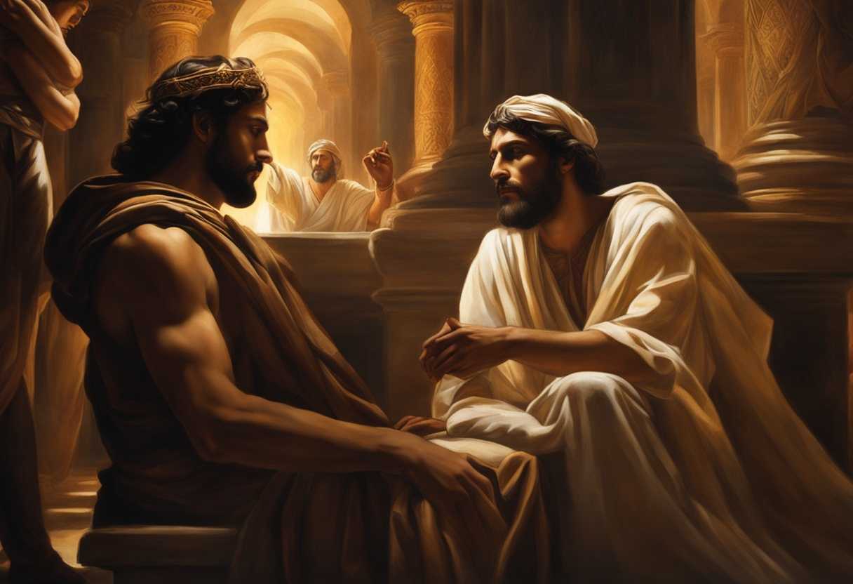 Dramatic-biblical-scene-Joseph-interprets-Pharaoh's-dreams-with-animated-gestures-and-intense-light_esvn