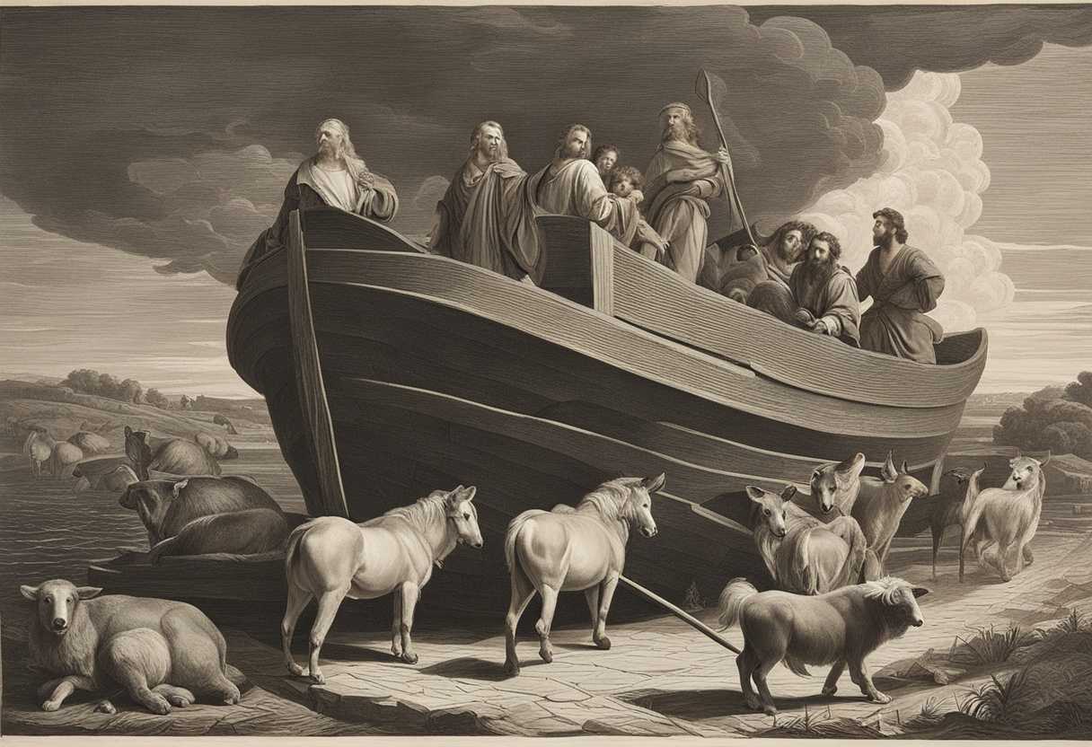 Noah-leads-family-and-animals-into-the-ark-united-in-purpose-facing-impending-storm_efjb