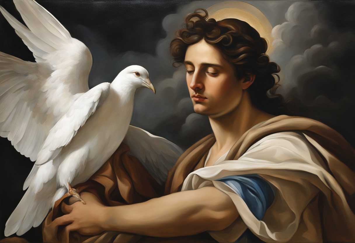 Noah-gently-holds-a-dove-finding-solace-and-connection-in-the-midst-of-chaos_lsgv