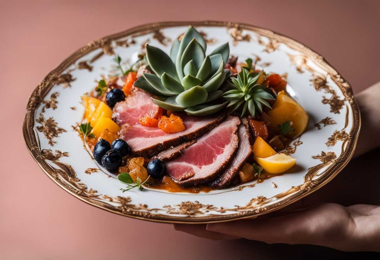 Hand-holding-a-colorful-succulent-dish-with-glistening-meat-rich-textures-and-elegant-simplicity_wtvu