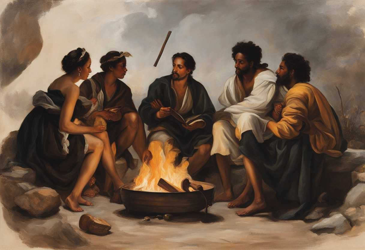 A-diverse-group-huddled-around-a-campfire-sharing-stories-and-supporting-each-other_goah