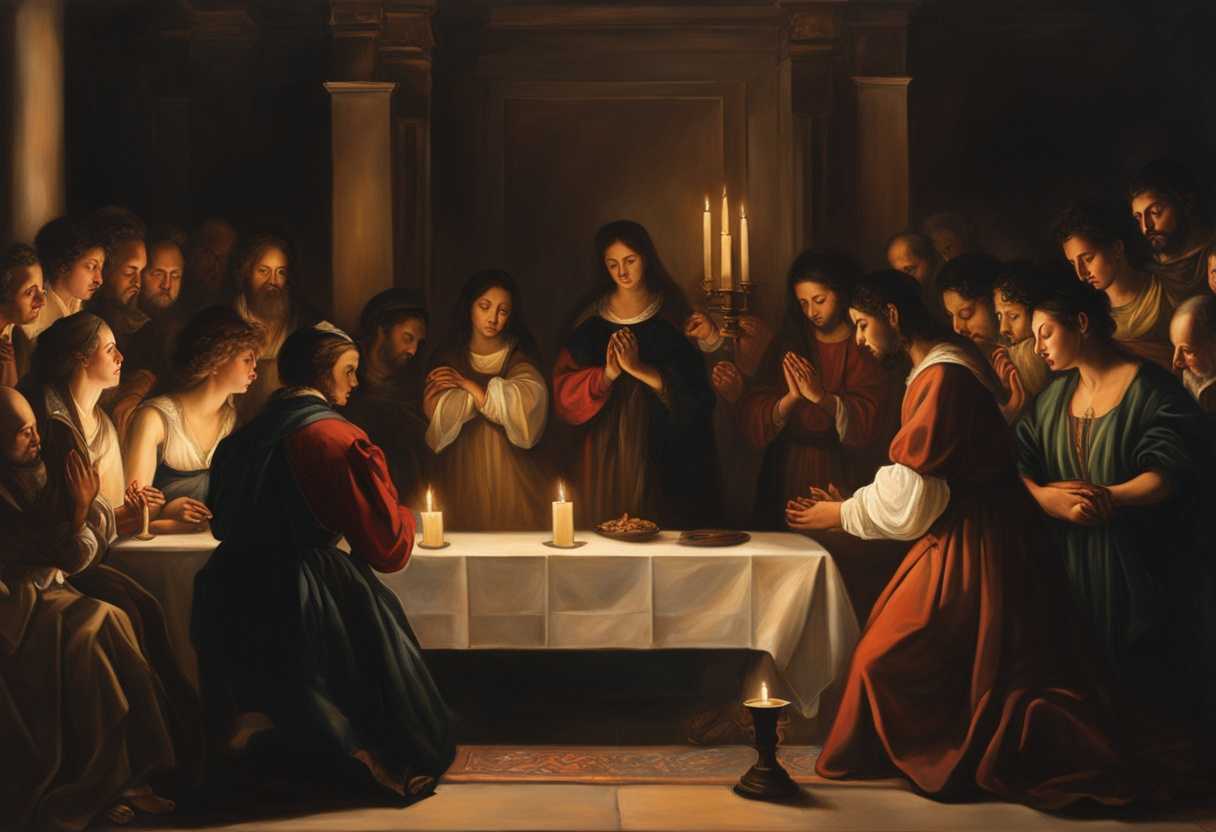 A-diverse-group-of-people-gather-in-a-candlelit-room-holding-hands-in-prayer_yags