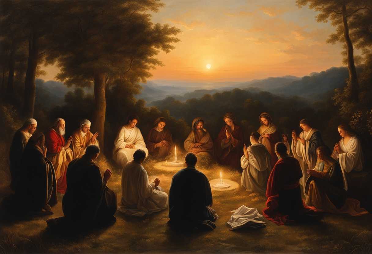 People-in-prayer-circle-at-sunset-united-in-faith-surrounded-by-nature's-serenity_rlud