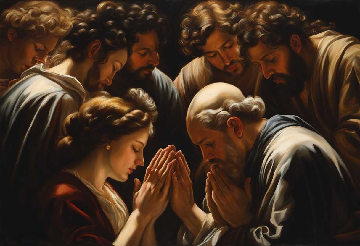 People-in-a-circle-heads-bowed-in-prayer-hands-clasped-bathed-in-warm-light_xsdx