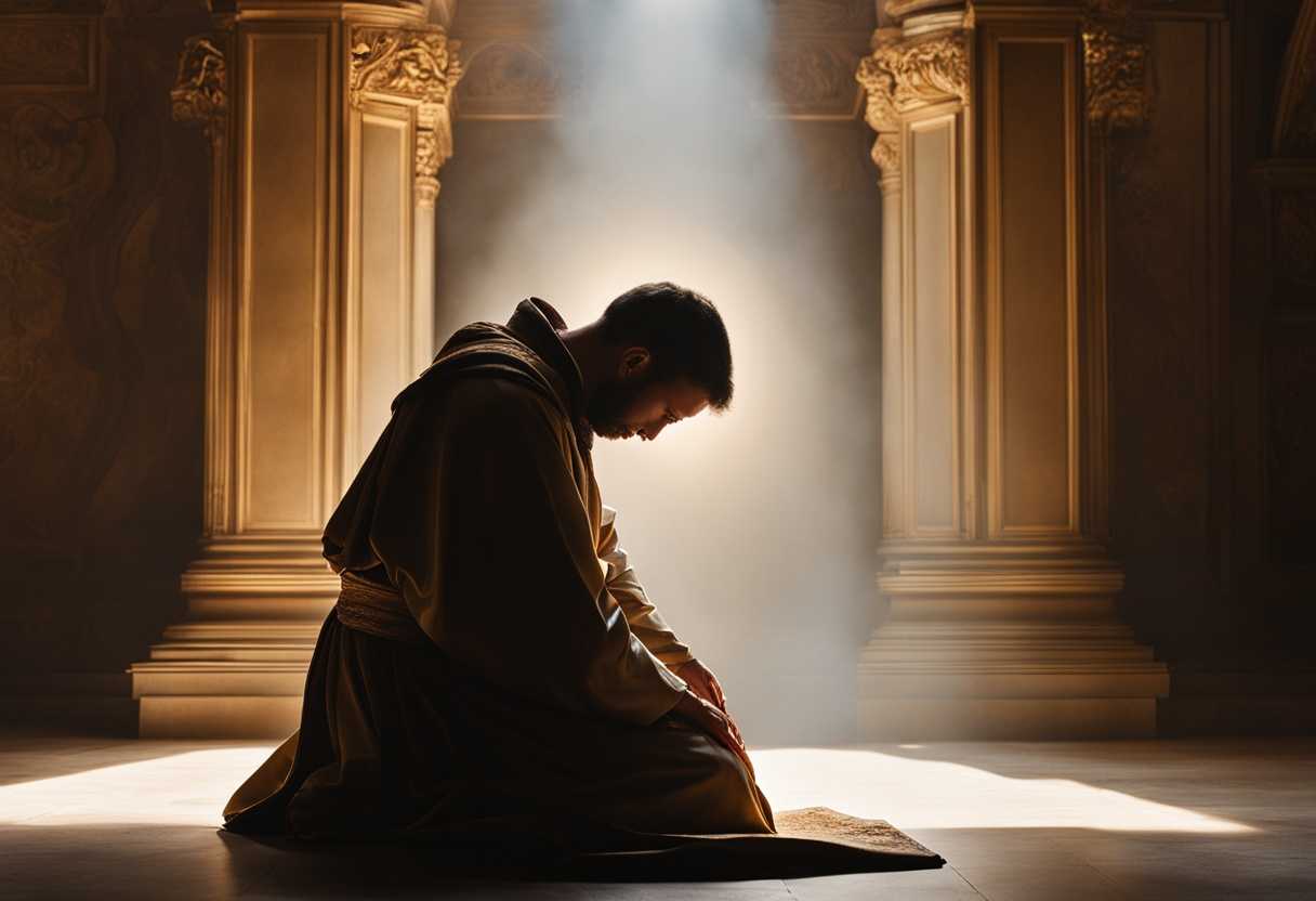 A-person-kneels-in-reverence-before-a-religious-symbol-bathed-in-soft-light_wspn