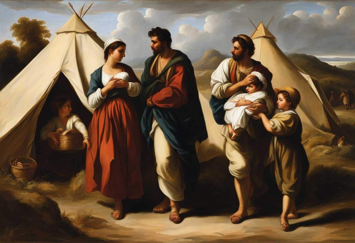 A-family-gazes-at-a-new-land-tents-pitched-hope-and-faith-guiding-their-journey_lzhx