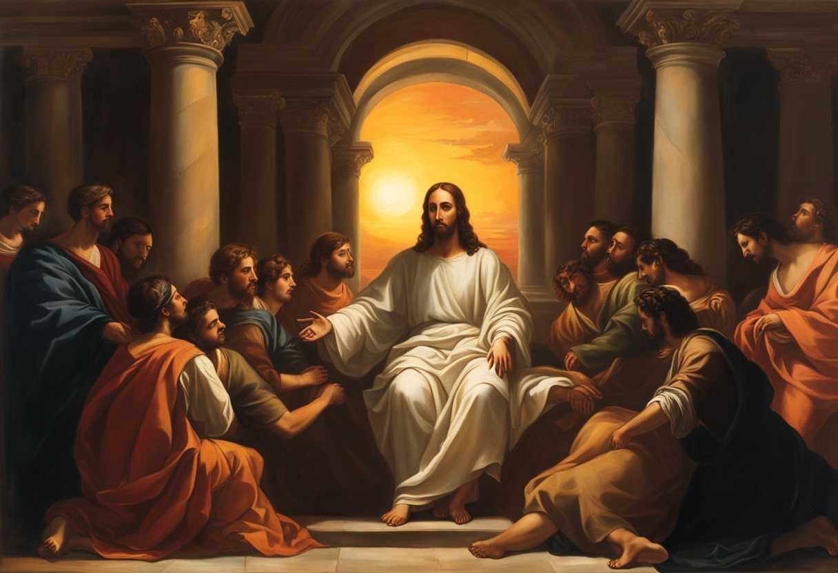 Jesus-Christ-surrounded-by-people-at-sunset-exuding-peace-and-spirituality-in-a-timeless-moment_ruhf