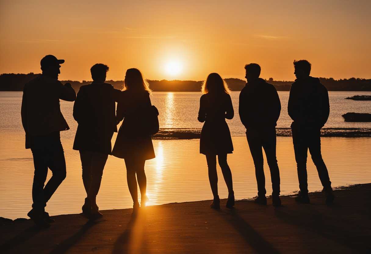 A-serene-moment-captured-friends-silhouetted-against-a-golden-sunset-exuding-genuine-connection-an_zqgi