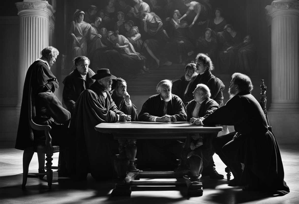 Intense-discussion-among-a-group-in-dramatic-lighting-captured-in-timeless-black-and-white_jhvq