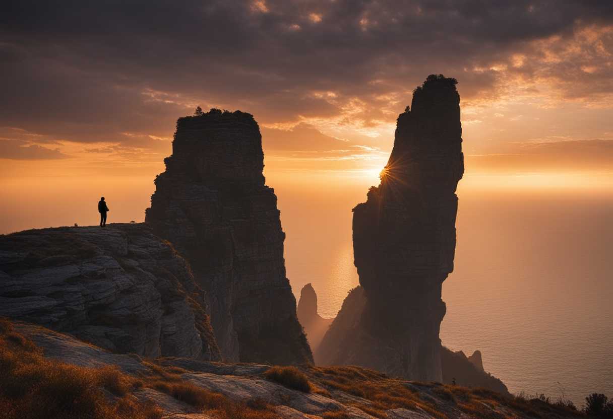 A-lone-figure-stands-in-awe-on-a-rugged-cliff-at-sunset_yubs