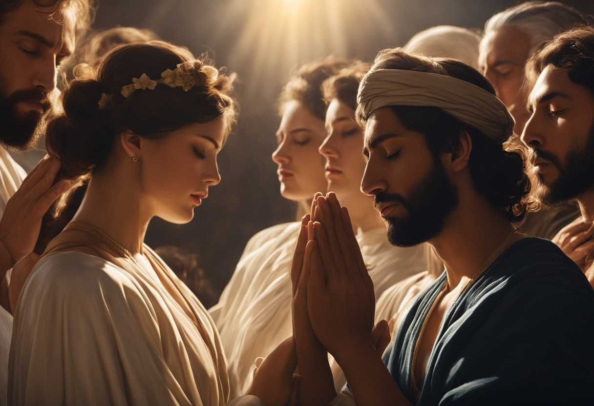 People-in-prayer-circle-under-sunlight-heads-bowed-hands-clasped-serene-and-united_luhu