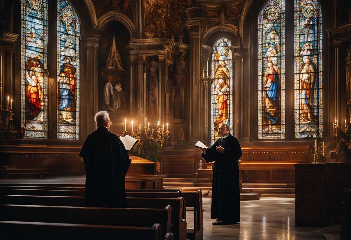 Priest-blesses-congregation-in-church-bathed-in-stained-glass-light-creating-a-timeless-powerful-_txhs