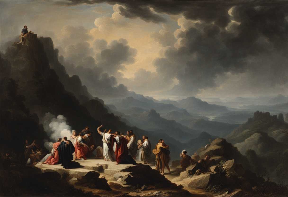 Group-of-worshippers-on-mountaintop-offering-sacrifices-with-solemnity-smoke-rising-against-mystic_nrjt