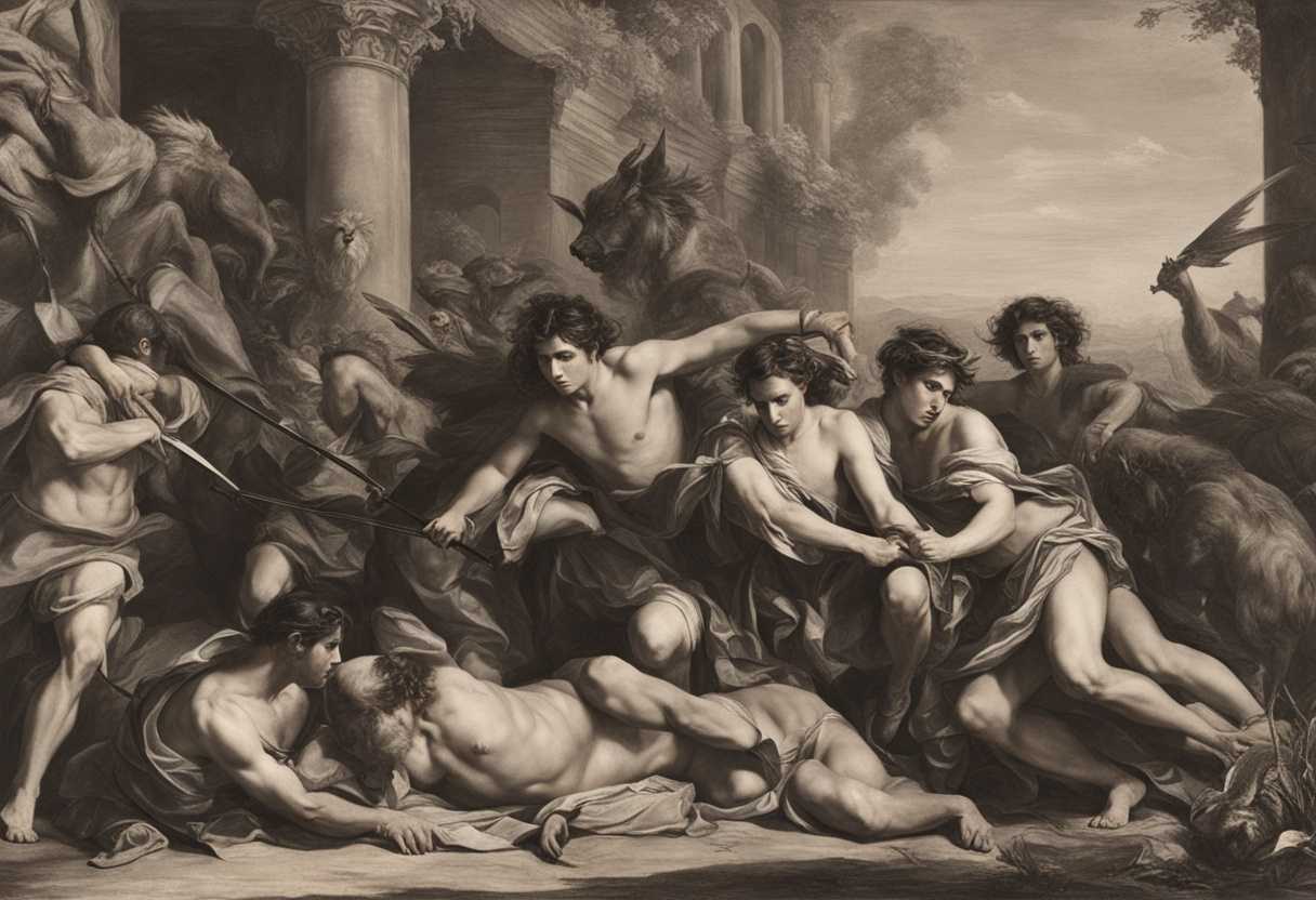 Fierce-Medes-with-bows-vulnerable-young-men-desolate-Babylon-eerie-wild-animal-scene_kaci