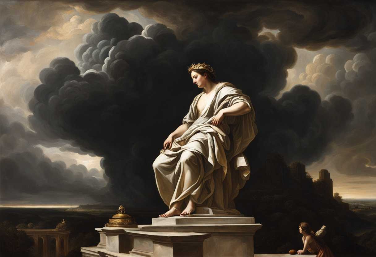 A-solitary-figure-gazes-at-crumbling-Babylon-dark-clouds-looming-tension-thick-in-the-air_mnfu
