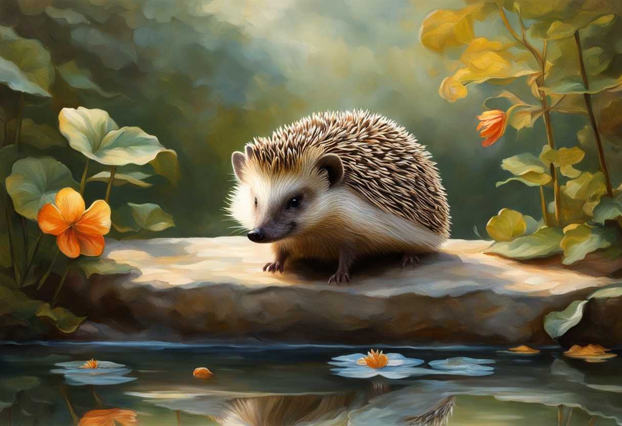 A-hedgehog-peacefully-resting-by-shimmering-pools-surrounded-by-serene-beauty-and-tranquility_wppm