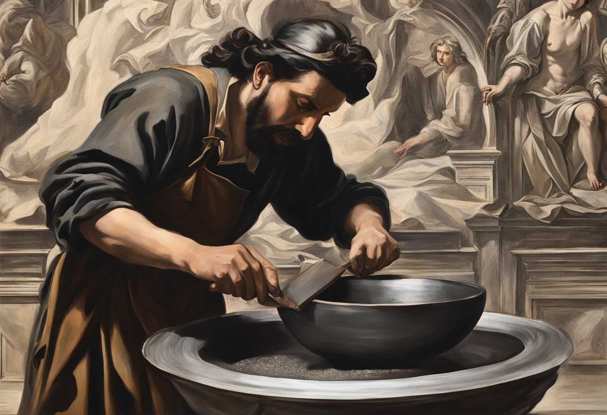 A-skilled-alchemist-shapes-molten-metal-with-intense-heat-casting-shadows-in-a-transformative-proce_cwtk