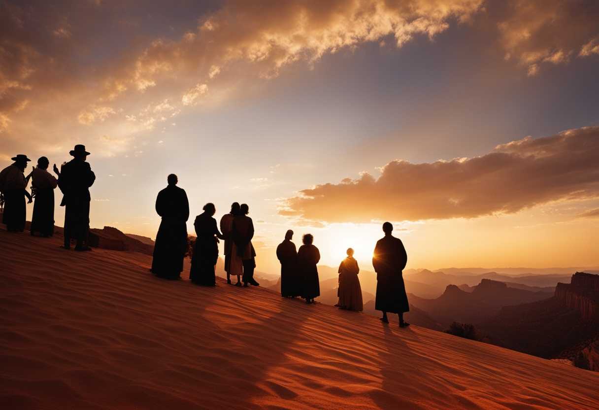A-diverse-group-of-people-in-Zion-silhouetted-against-a-sunset-embodying-hope-and-resilience_gjoj