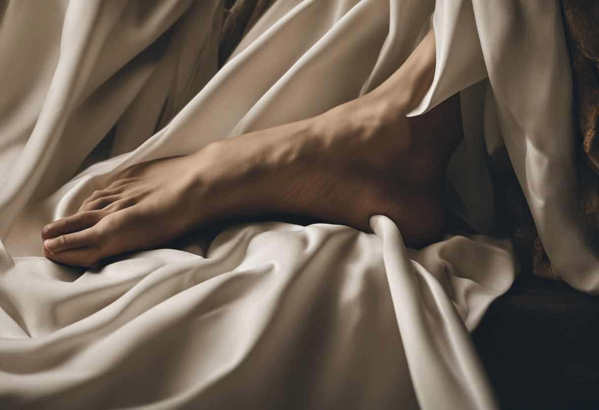 Close-up-shot-of-a-person's-injured-foot-and-head-showcasing-vulnerability-discomfort-and-rawness_otsy