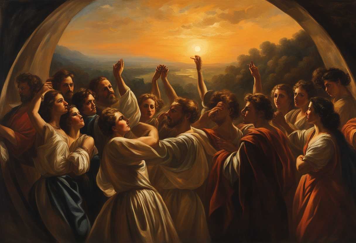 People-in-a-circle-at-sunset-faces-hopeful-arms-raised-in-unity-and-strength_pjtv