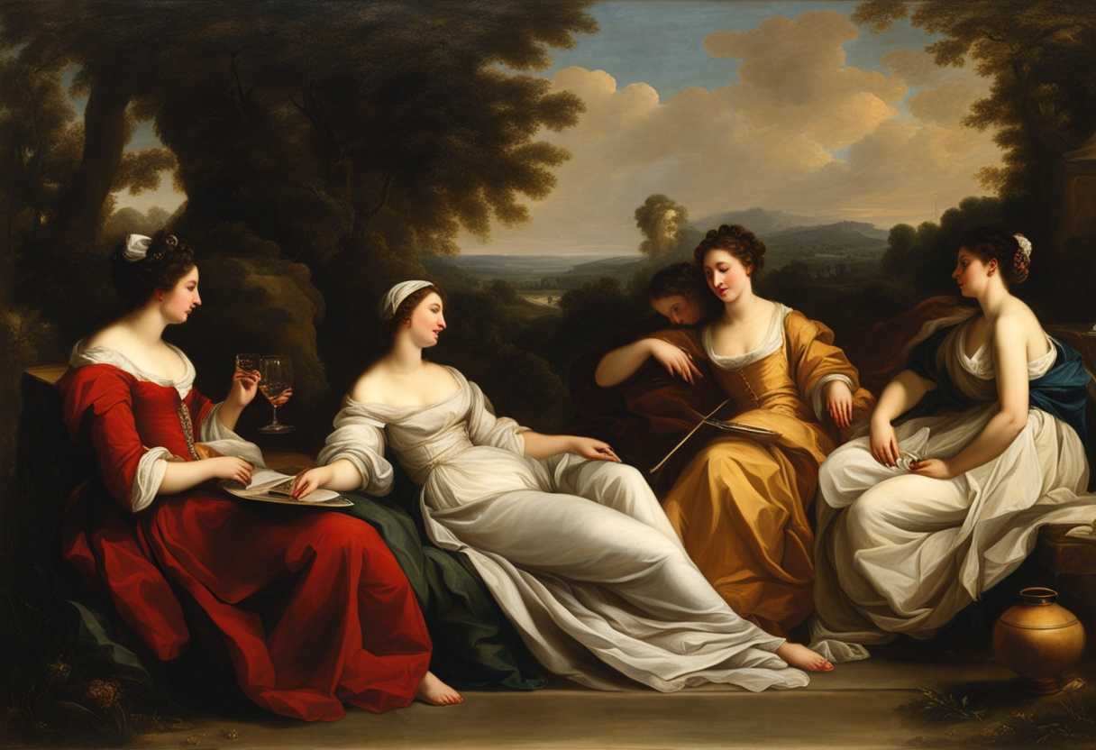 A-group-of-women-lounging-in-serene-comfort-exuding-contentment-and-relaxation-in-leisurely-setting_iwni