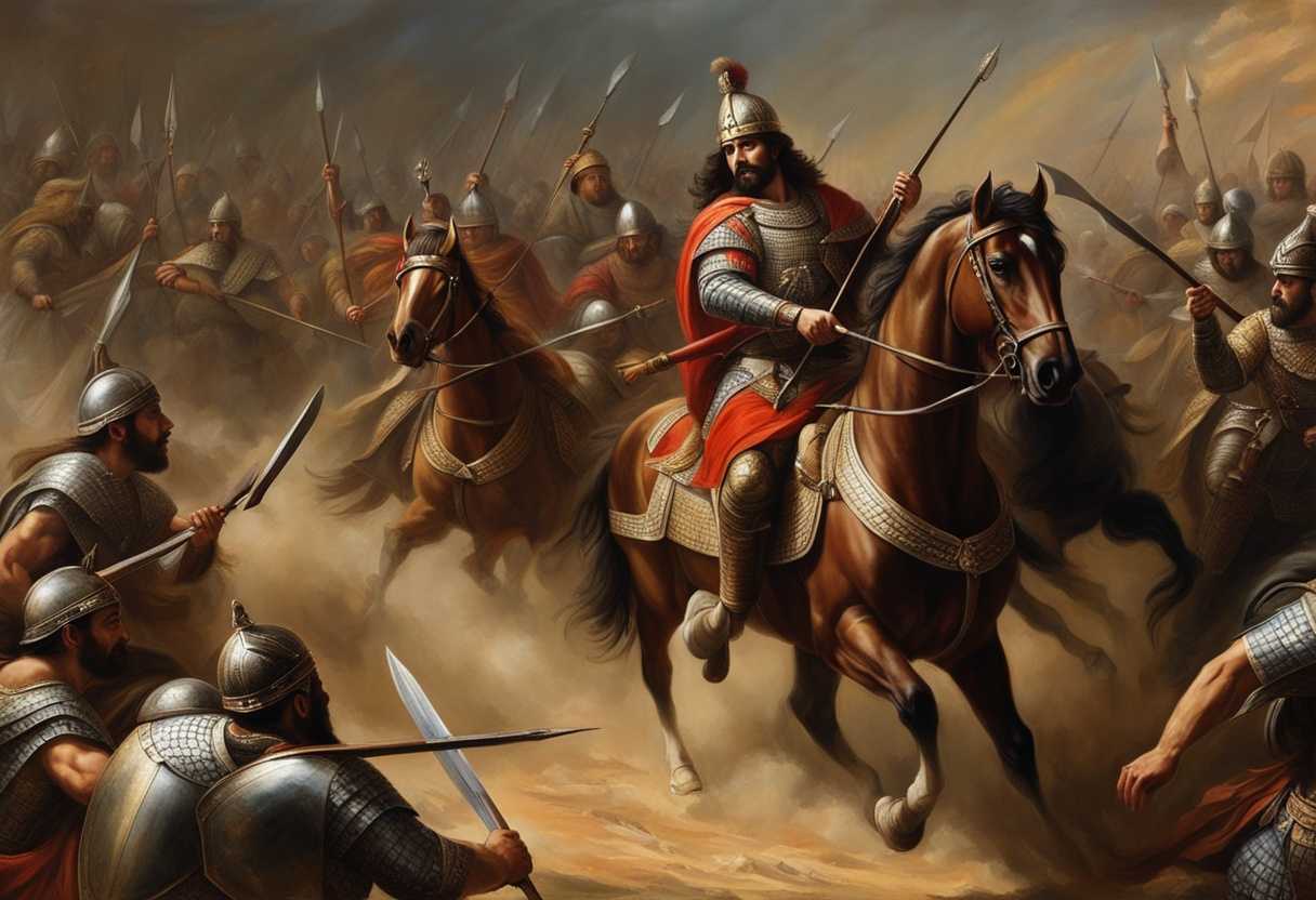 Assyrian-king-marches-to-war-soldiers-poised-with-gleaming-weapons-intense-atmosphere-dramatic-vi_dopc