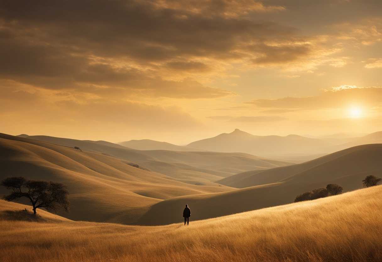 A-lone-figure-standing-in-a-vast-untouched-wilderness-bathed-in-a-warm-golden-glow_phyk
