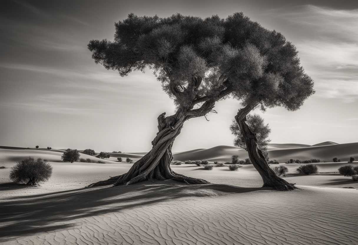 A-lone-tree-stands-tall-in-a-vast-desert-its-roots-reaching-deep_qznd