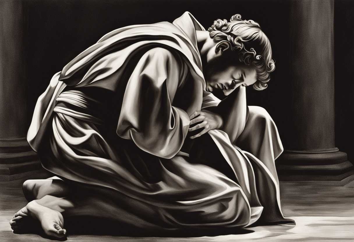 A-person-kneels-before-the-Lord-tears-in-their-eyes-feeling-comforted-and-understood_dhae