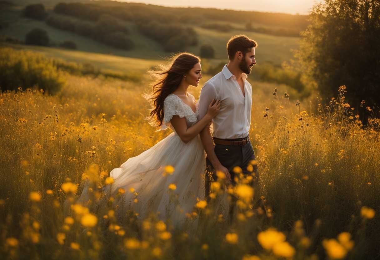 Couple-in-wildflower-field-bathed-in-sunlight-embodying-love-connection-and-natural-beauty_idvc